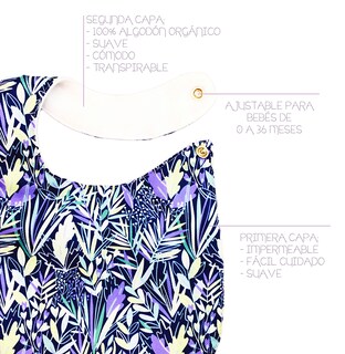 Foto 3 | Baberos para Bebé Luulu Naturaleza Azul Impermeable de Algodón Orgánico 4 Piezas