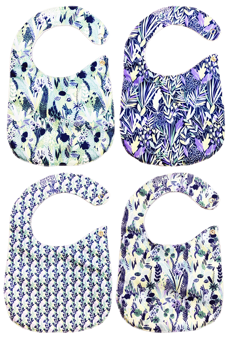 Foto 5 pulgar | Baberos para Bebé Luulu Naturaleza Azul Impermeable de Algodón Orgánico 4 Piezas
