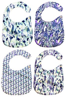 Foto 4 | Baberos para Bebé Luulu Naturaleza Azul Impermeable de Algodón Orgánico 4 Piezas