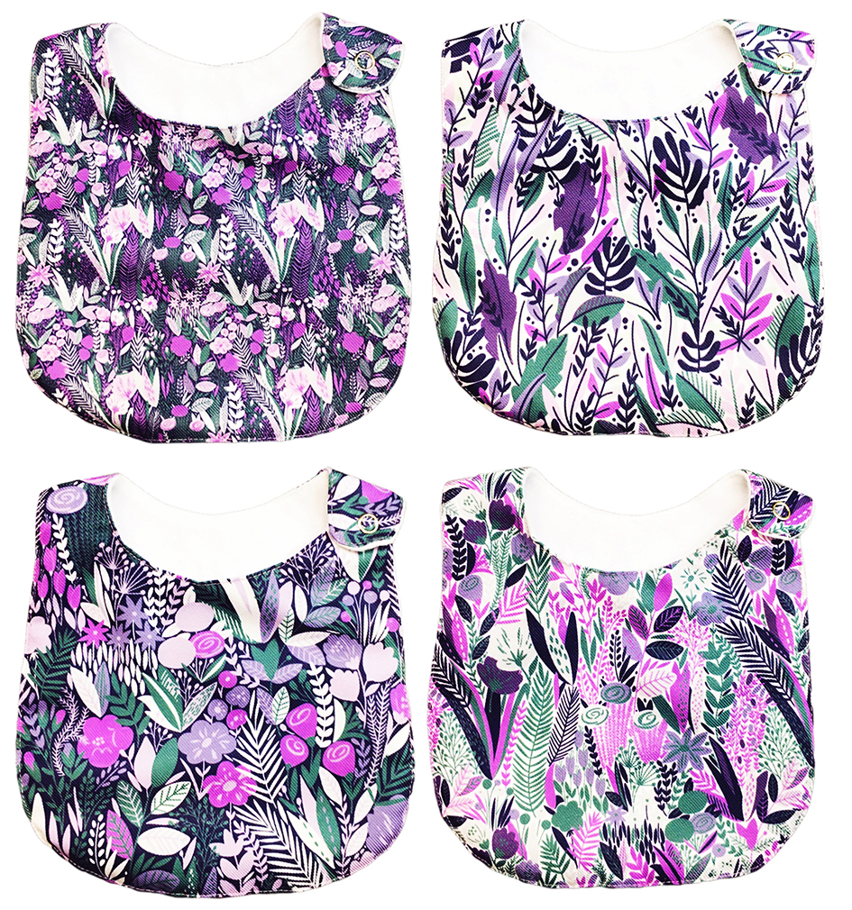 Foto 1 | Baberos para Bebé Luulu Bosque Morado Impermeable de Algodón Orgánico 4 Piezas