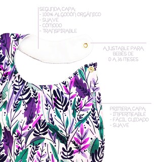 Foto 3 | Baberos para Bebé Luulu Bosque Morado Impermeable de Algodón Orgánico 4 Piezas