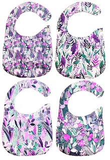 Foto 4 | Baberos para Bebé Luulu Bosque Morado Impermeable de Algodón Orgánico 4 Piezas