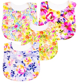 Foto 2 | Kit de 4 Baberos para Bebé Luulu Acuarela Impermeable de Algodón Orgánico