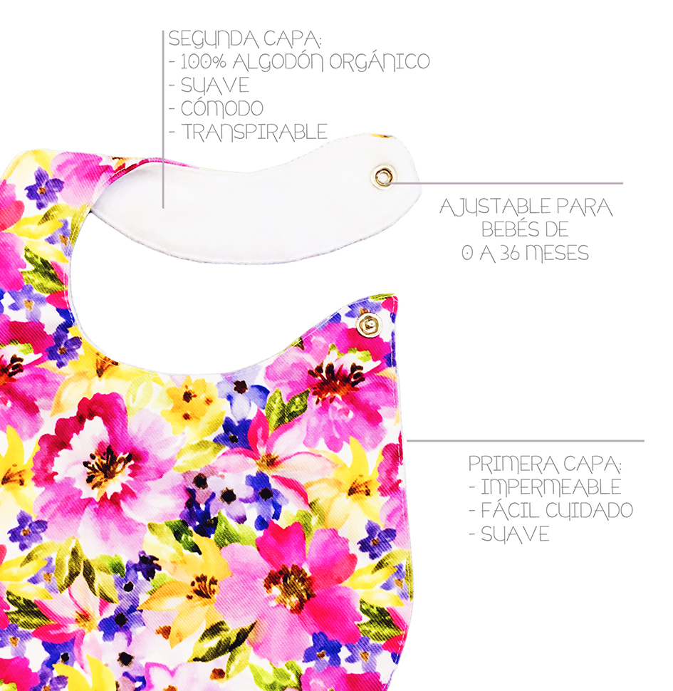 Foto 3 | Kit de 4 Baberos para Bebé Luulu Acuarela Impermeable de Algodón Orgánico