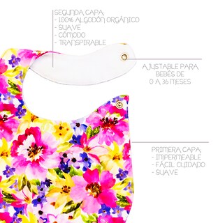 Foto 3 | Kit de 4 Baberos para Bebé Luulu Acuarela Impermeable de Algodón Orgánico