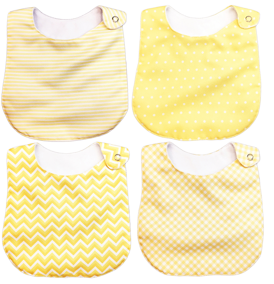 Kit 4 Baberos Luulu Neutro Amarillo Impermeable Algodón Orgánico