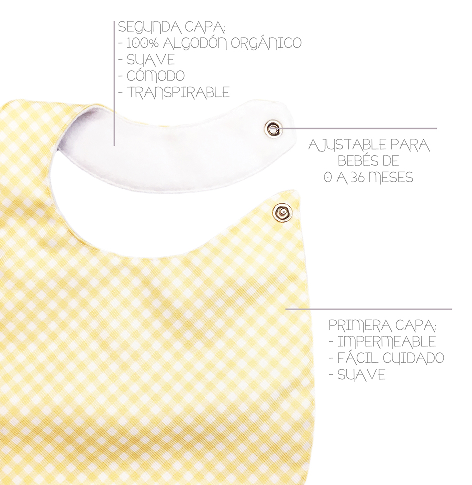 Foto 4 pulgar | Kit 4 Baberos Luulu Neutro Amarillo Impermeable Algodón Orgánico