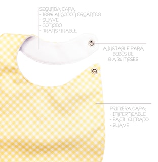 Foto 3 | Kit 4 Baberos Luulu Neutro Amarillo Impermeable Algodón Orgánico