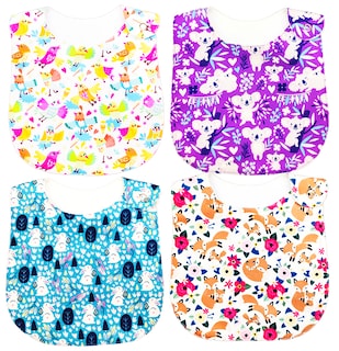 Foto 1 | Kit 4 Baberos para Bebé Luulu Animales Impermeable de Algodón Orgánico