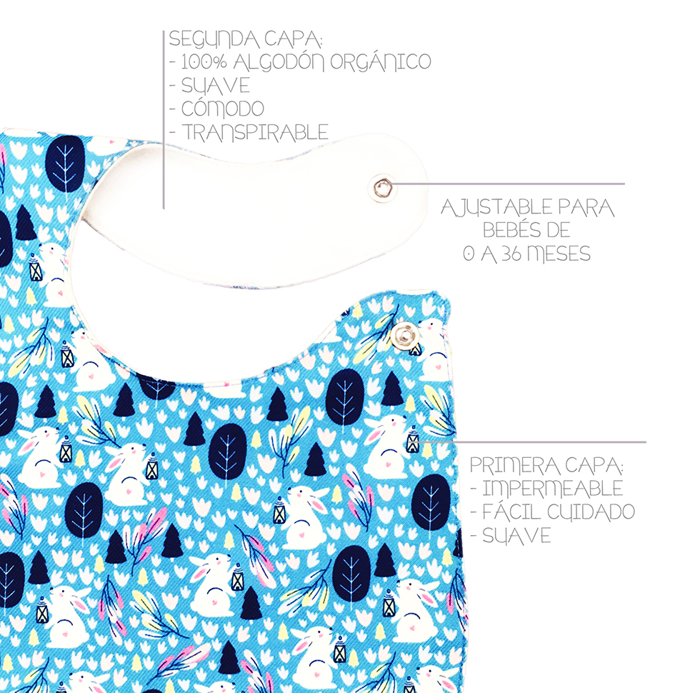 Foto 3 | Kit 4 Baberos para Bebé Luulu Animales Impermeable de Algodón Orgánico