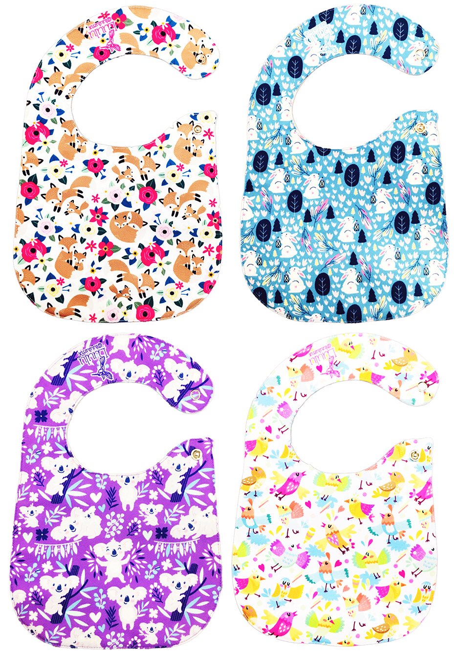 Foto 4 | Kit 4 Baberos para Bebé Luulu Animales Impermeable de Algodón Orgánico