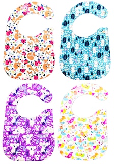 Foto 4 | Kit 4 Baberos para Bebé Luulu Animales Impermeable de Algodón Orgánico