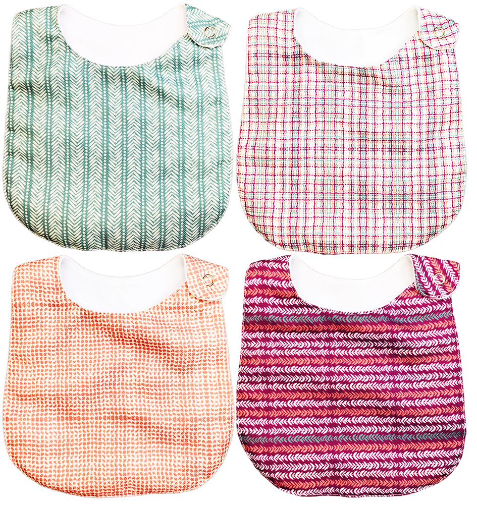 Kit 4 Baberos para Bebé Luulu Tejido Boho Impermeable de Algodón Orgánico