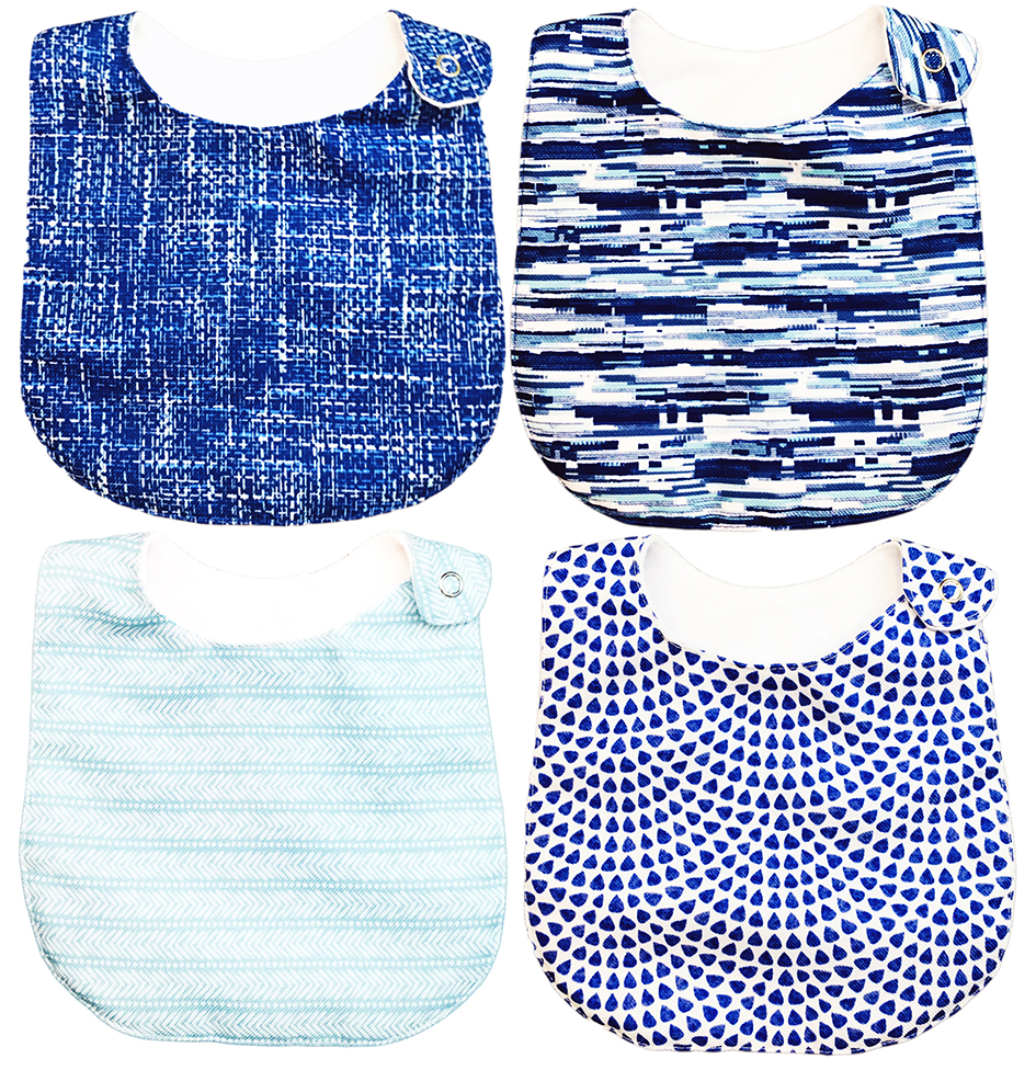 Foto 1 | Kit 4 Baberos Luulu Textura Azul Impermeable Algodón Orgánico