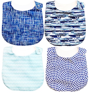 Foto 1 | Kit 4 Baberos Luulu Textura Azul Impermeable Algodón Orgánico