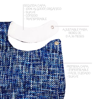 Foto 3 | Kit 4 Baberos Luulu Textura Azul Impermeable Algodón Orgánico