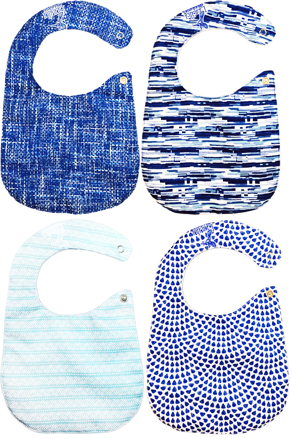 Foto 5 pulgar | Kit 4 Baberos Luulu Textura Azul Impermeable Algodón Orgánico