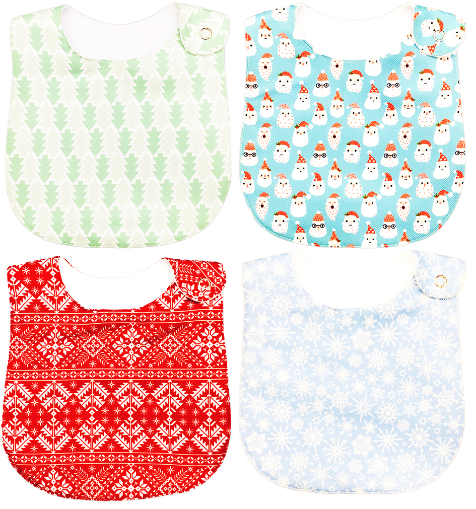 Foto 1 | Kit 4 Baberos para Bebé Luulu Navidad Impermeable de Algodón Orgánico
