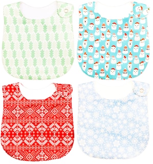 Foto 1 | Kit 4 Baberos para Bebé Luulu Navidad Impermeable de Algodón Orgánico