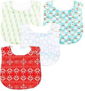 Foto 2 | Kit 4 Baberos para Bebé Luulu Navidad Impermeable de Algodón Orgánico