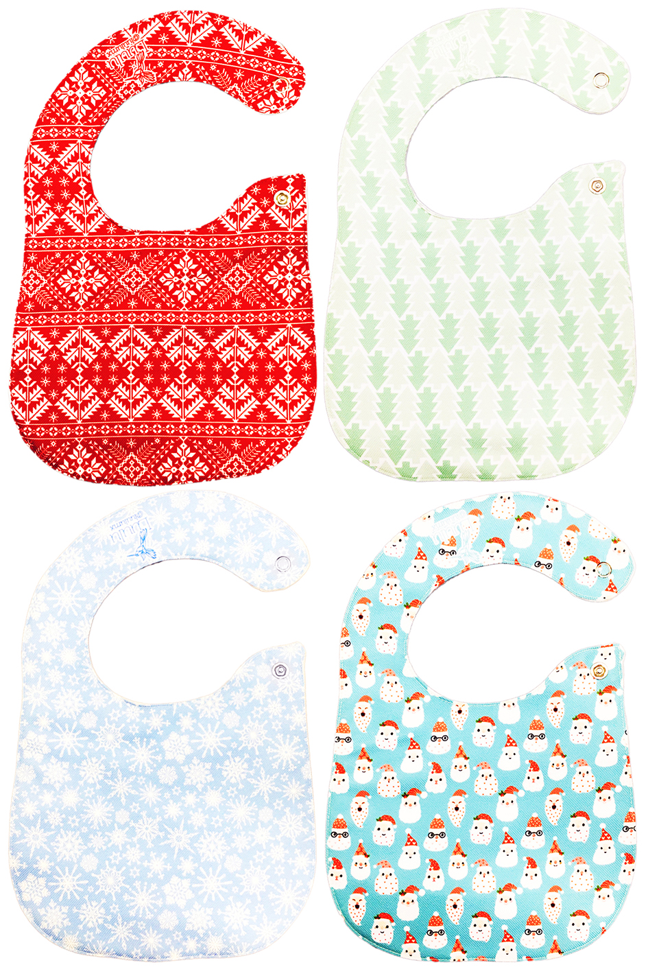 Foto 5 pulgar | Kit 4 Baberos para Bebé Luulu Navidad Impermeable de Algodón Orgánico