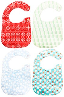 Foto 4 | Kit 4 Baberos para Bebé Luulu Navidad Impermeable de Algodón Orgánico