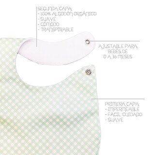 Foto 3 | Kit 4 Baberos Luulu Neutro Menta Impermeable Algodón Orgánico