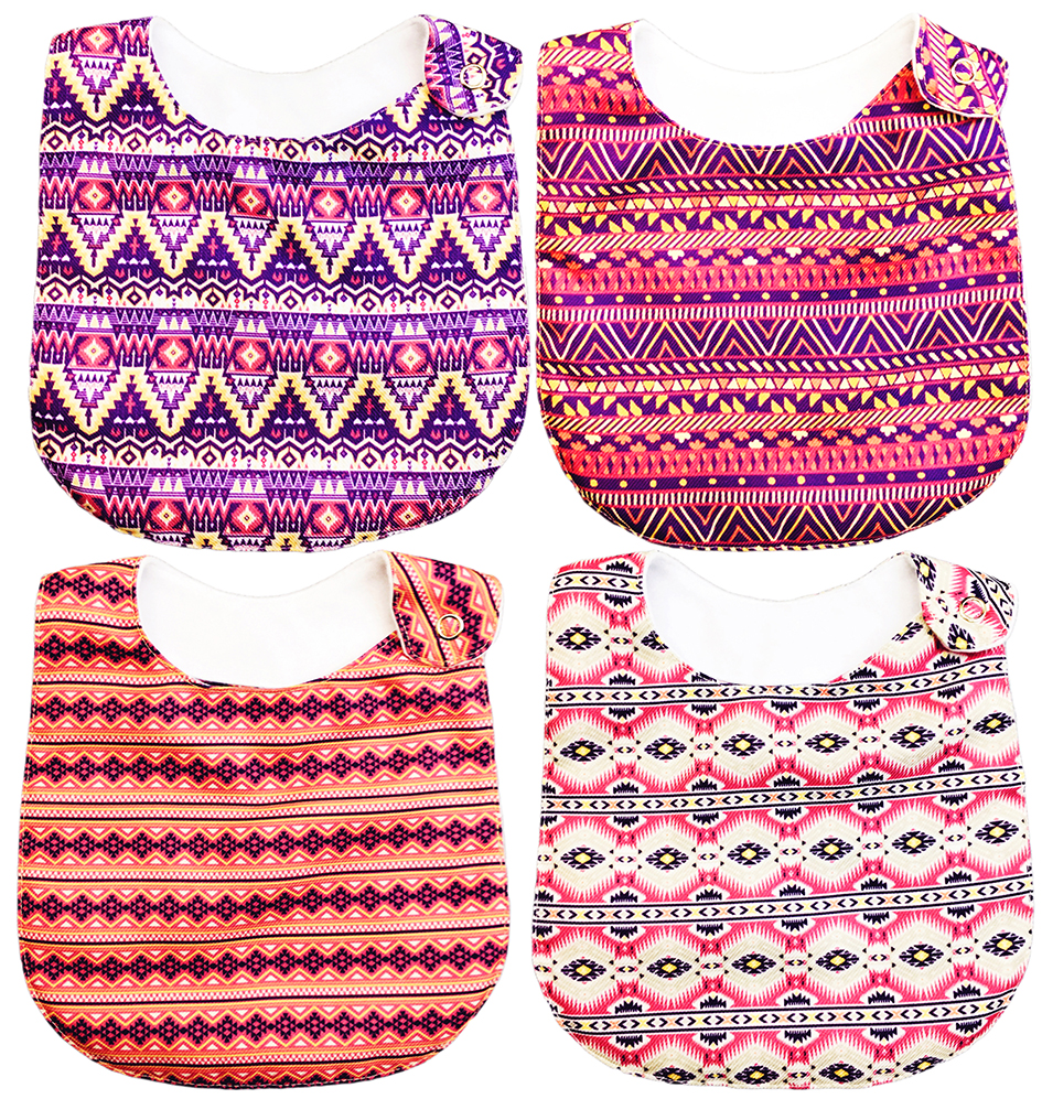 Foto 1 | Kit 4 Baberos para Bebé Luulu Tribal Boho Impermeable de Algodón Orgánico