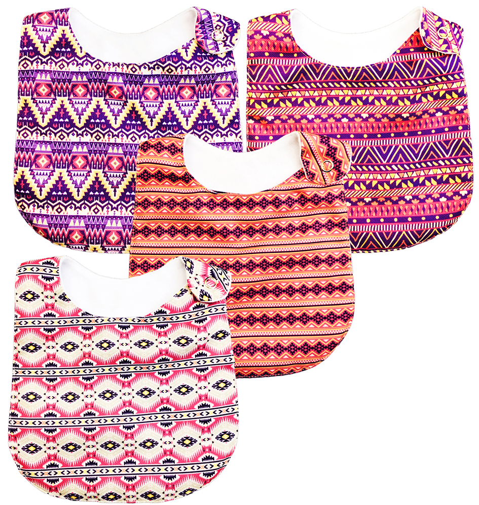 Foto 3 pulgar | Kit 4 Baberos para Bebé Luulu Tribal Boho Impermeable de Algodón Orgánico