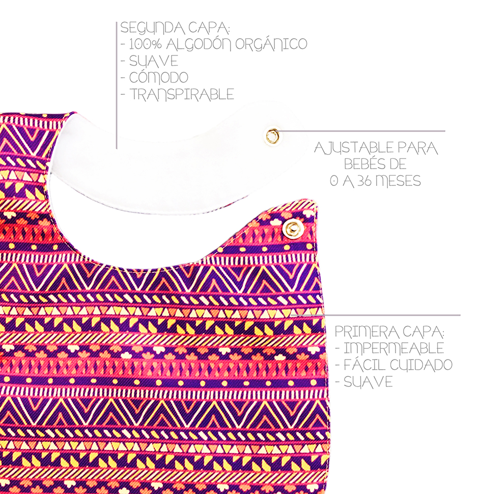 Foto 4 pulgar | Kit 4 Baberos para Bebé Luulu Tribal Boho Impermeable de Algodón Orgánico