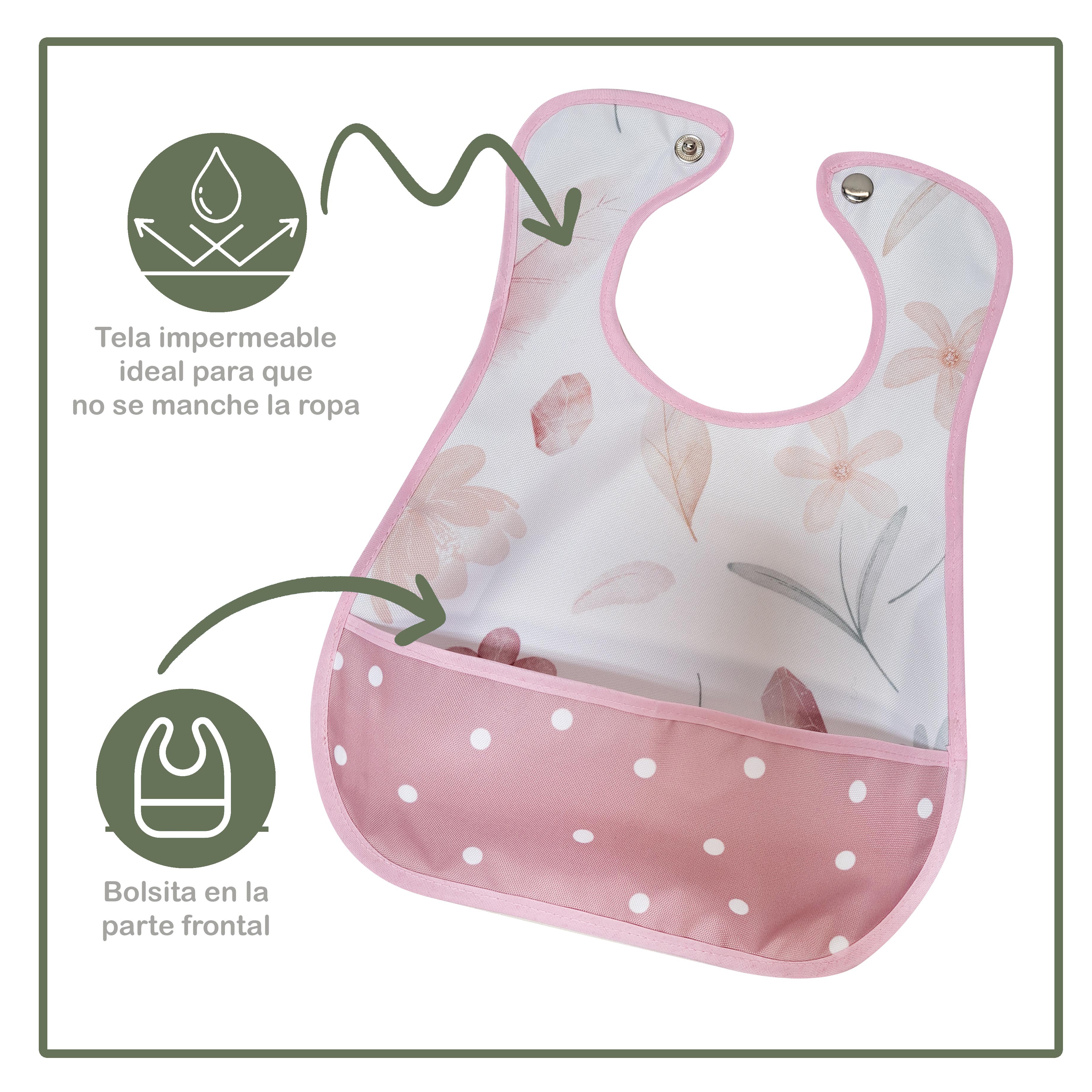 Foto 4 pulgar | Kit de 4 Baberos Impermeables Flores Planta