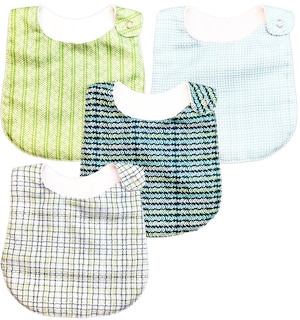 Foto 2 | Kit 4 Baberos para Bebé Luulu Tejido Turqueza Impermeable de Algodón Orgánico
