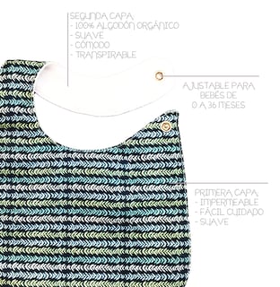 Foto 3 | Kit 4 Baberos para Bebé Luulu Tejido Turqueza Impermeable de Algodón Orgánico