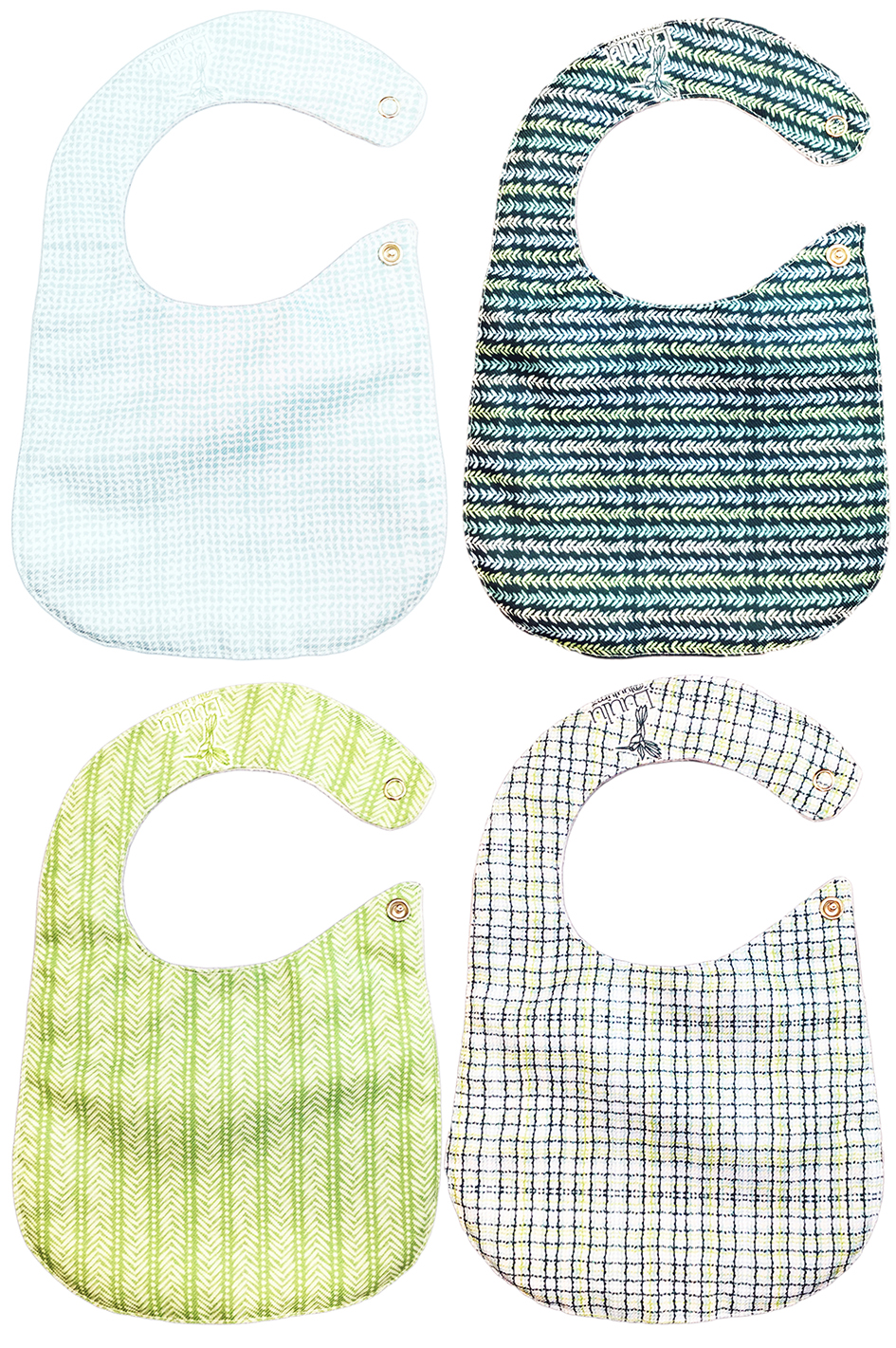 Foto 5 pulgar | Kit 4 Baberos para Bebé Luulu Tejido Turqueza Impermeable de Algodón Orgánico