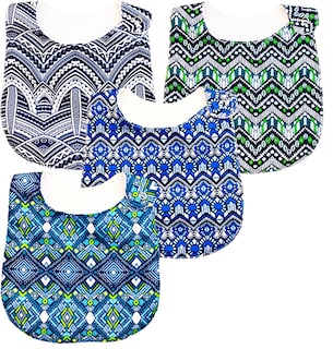 Foto 2 | Kit 4 Baberos para Bebé Luulu Tribal Azul Impermeable de Algodón Orgánico