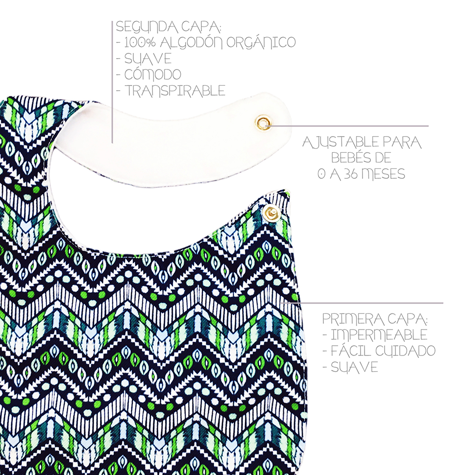 Foto 3 | Kit 4 Baberos para Bebé Luulu Tribal Azul Impermeable de Algodón Orgánico
