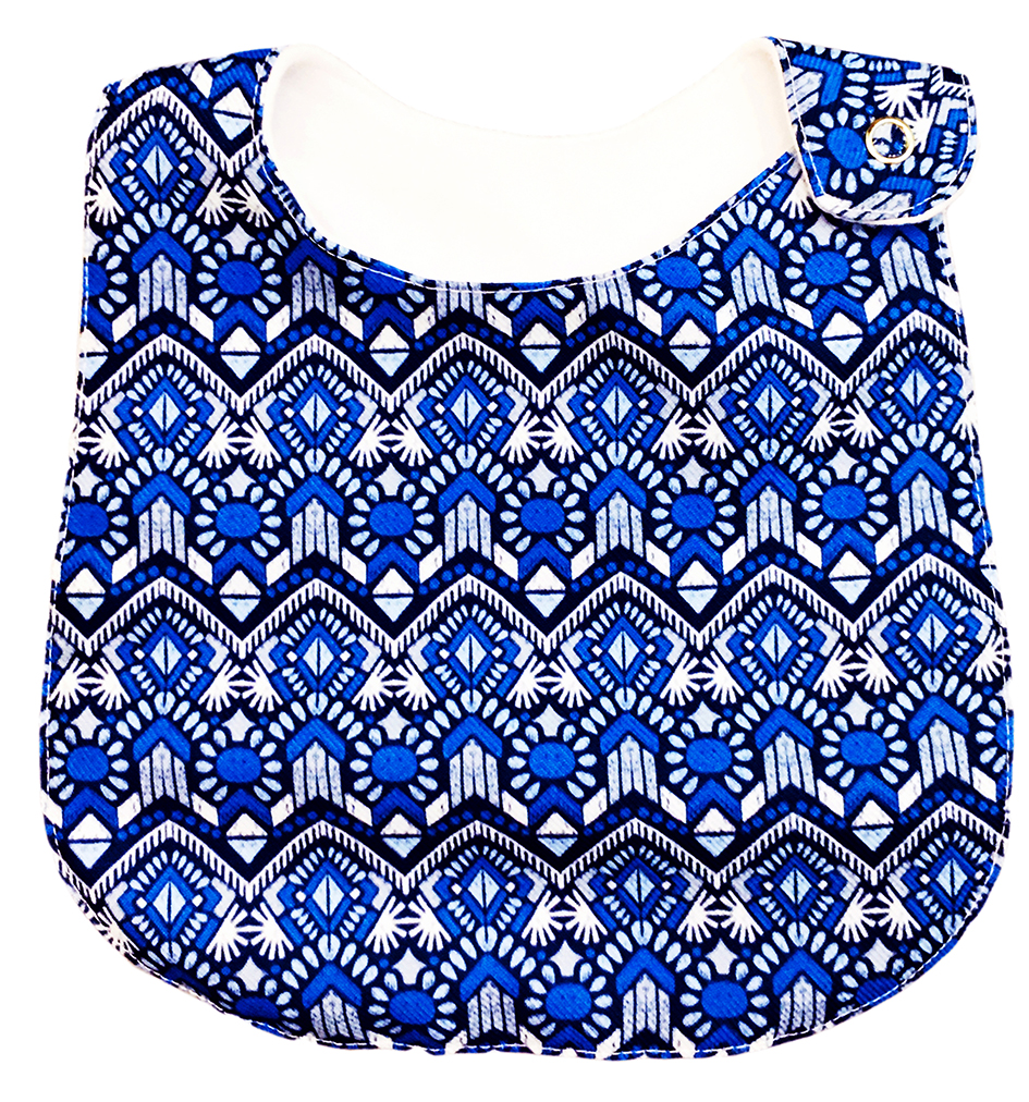 Foto 8 pulgar | Kit 4 Baberos para Bebé Luulu Tribal Azul Impermeable de Algodón Orgánico