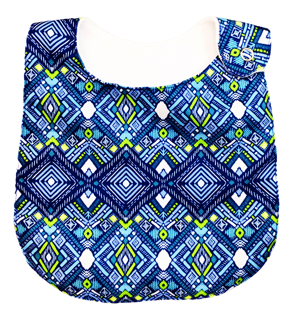 Foto 9 pulgar | Kit 4 Baberos para Bebé Luulu Tribal Azul Impermeable de Algodón Orgánico