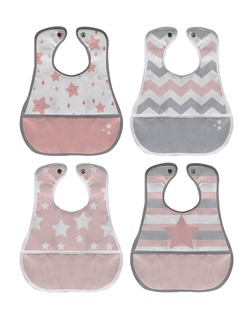 Foto 1 | Kit de 4 Baberos de Plástico Beikia Star Pink