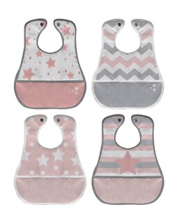 Foto 1 | Kit de 4 Baberos de Plástico Beikia Star Pink