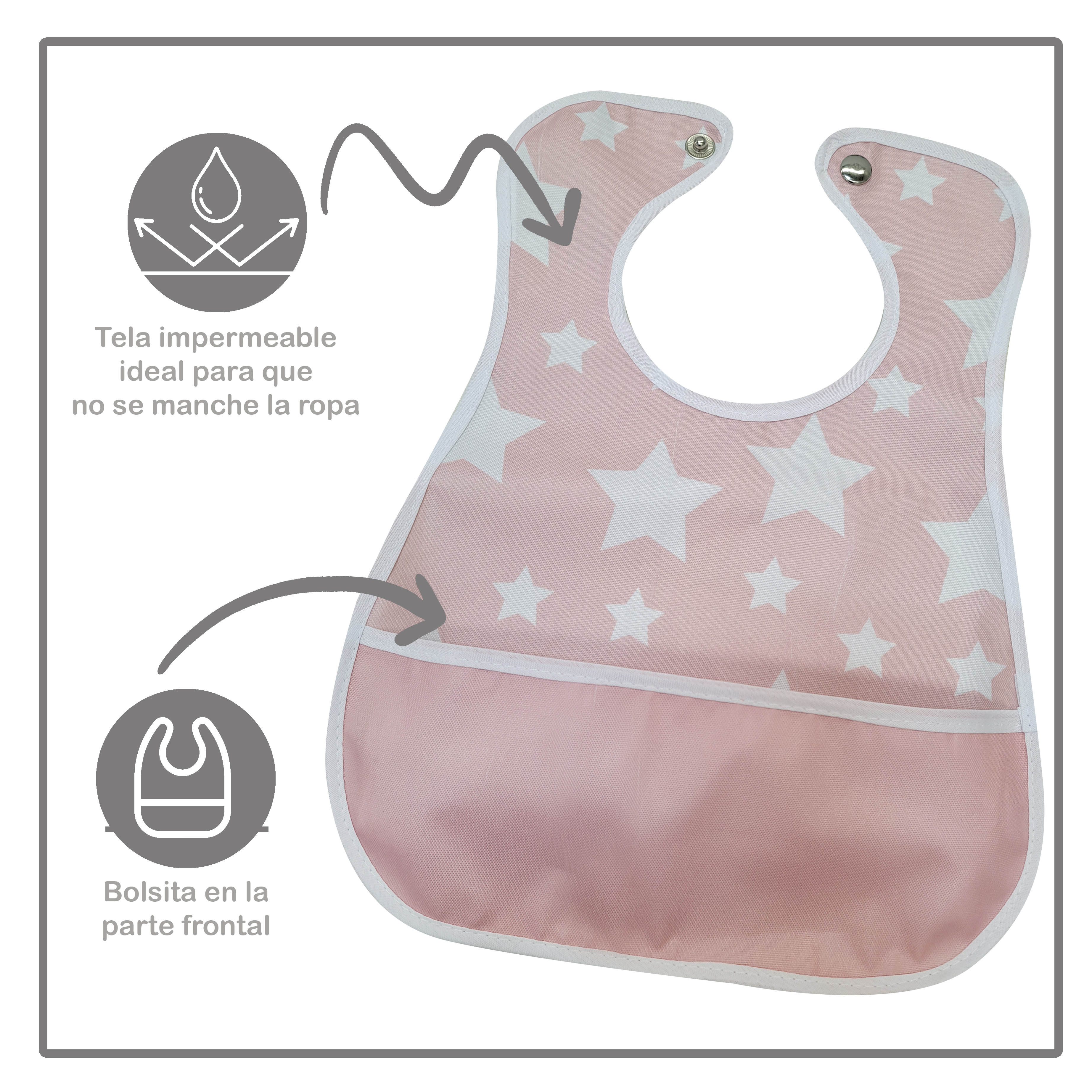 Foto 2 | Kit de 4 Baberos de Plástico Beikia Star Pink