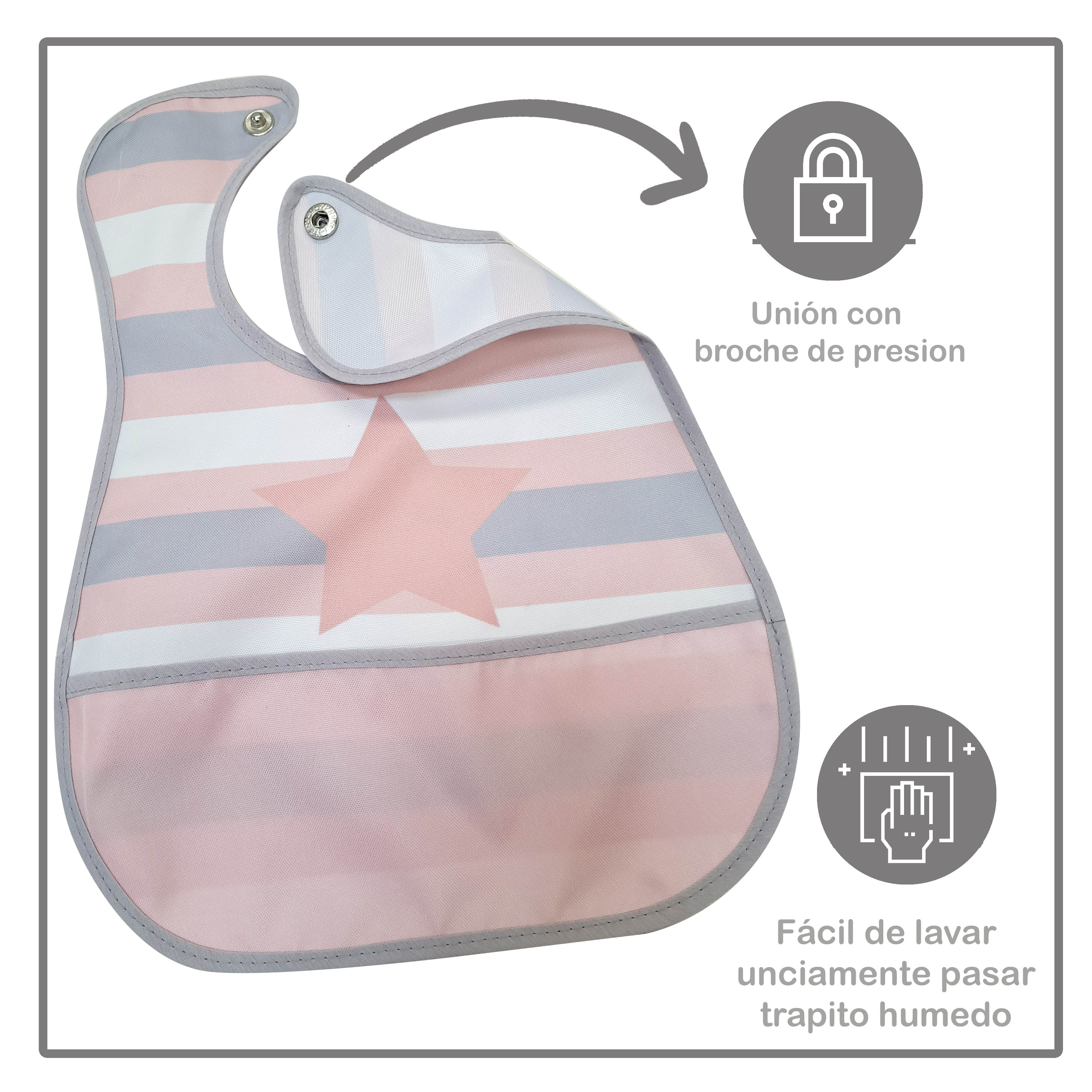 Foto 4 pulgar | Kit de 4 Baberos de Plástico Beikia Star Pink