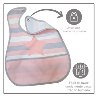 Foto 3 | Kit de 4 Baberos de Plástico Beikia Star Pink