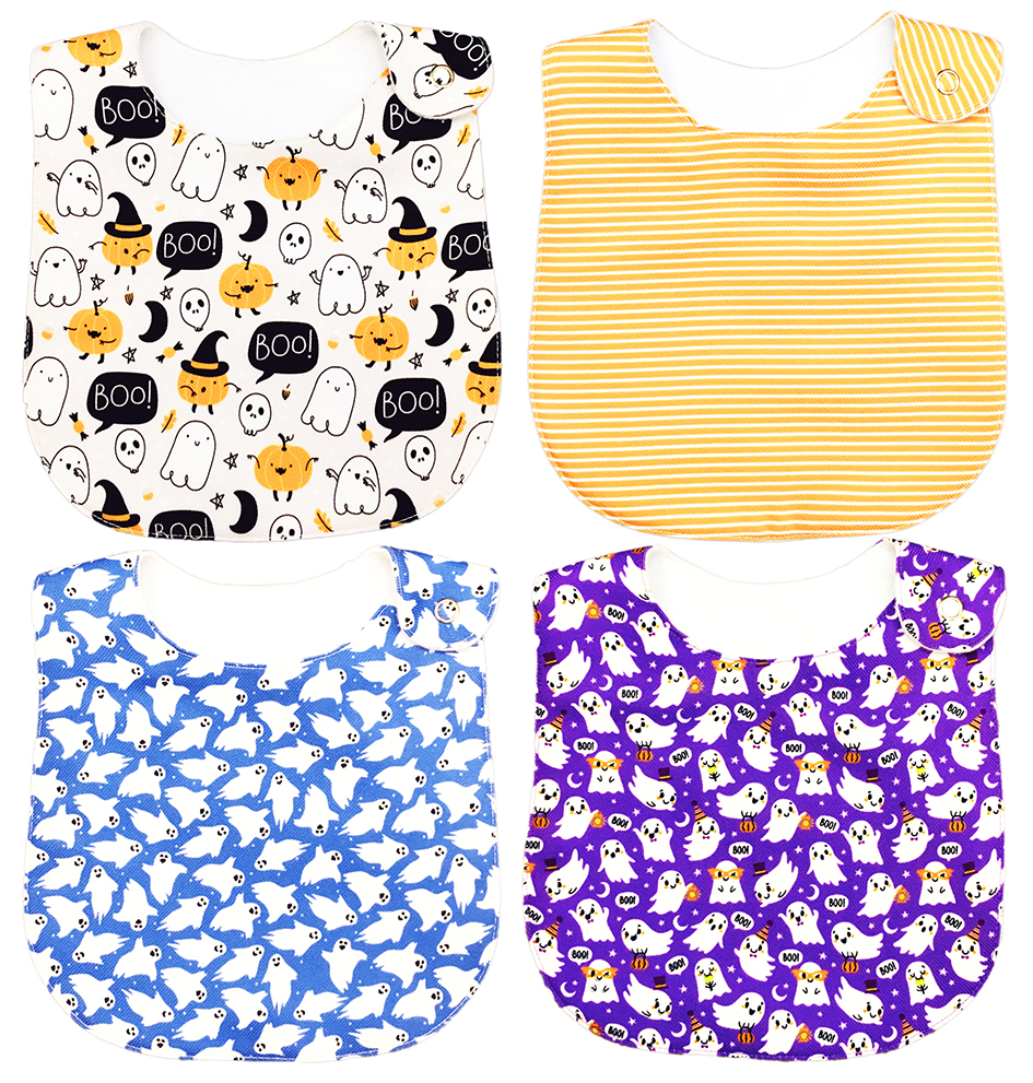 Foto 1 | Kit 4 Baberos para Bebé Luulu Halloween Impermeable de Algodón Orgánico