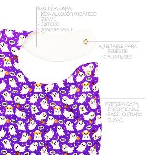 Foto 3 | Kit 4 Baberos para Bebé Luulu Halloween Impermeable de Algodón Orgánico