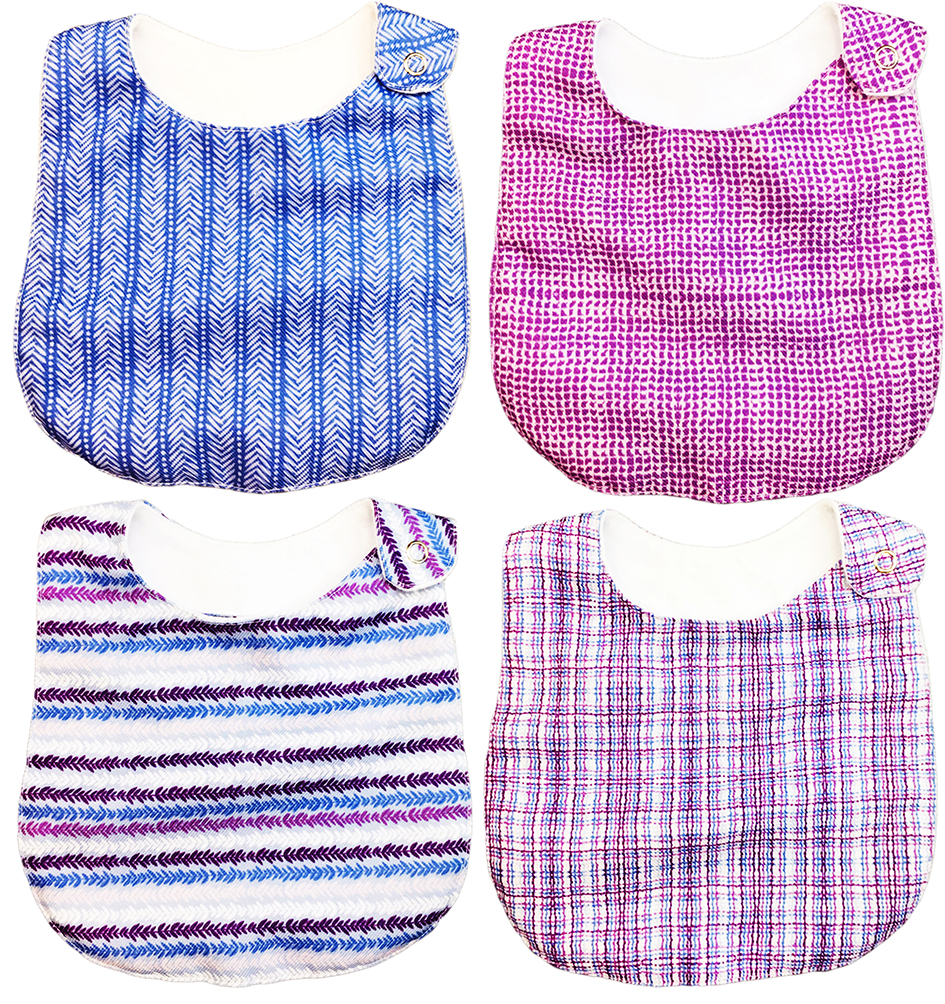 Foto 1 | Kit 4 Baberos para Bebé Luulu Textura Rosa Impermeable de Algodón Orgánico
