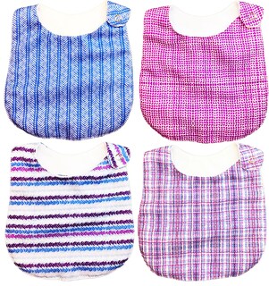 Foto 1 | Kit 4 Baberos para Bebé Luulu Textura Rosa Impermeable de Algodón Orgánico