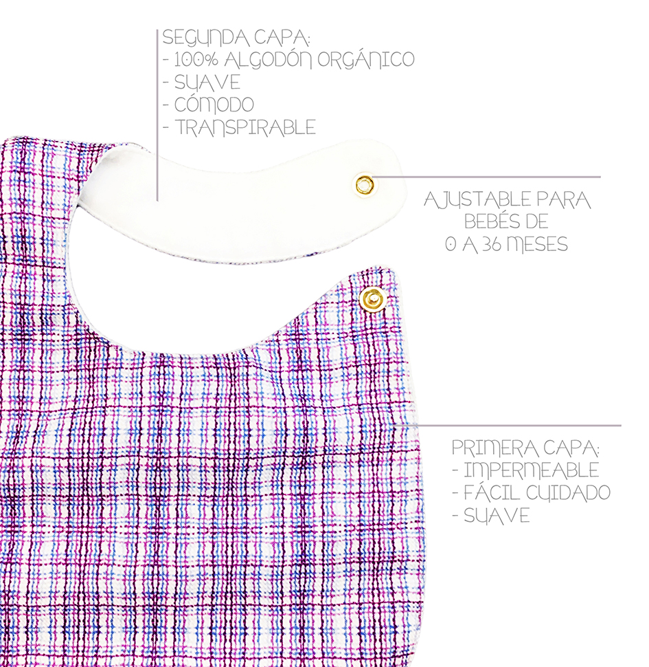 Foto 4 pulgar | Kit 4 Baberos para Bebé Luulu Textura Rosa Impermeable de Algodón Orgánico