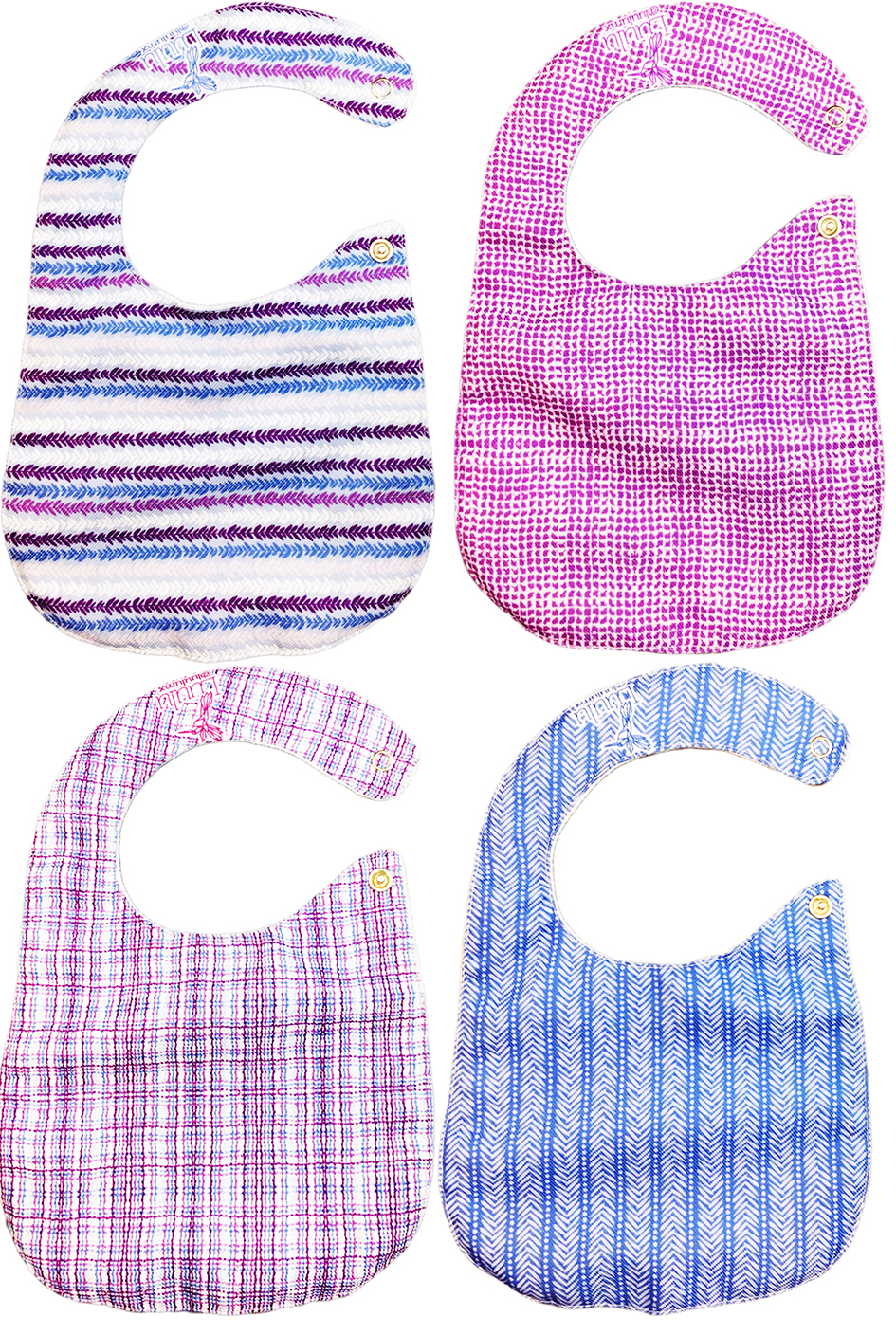 Foto 5 pulgar | Kit 4 Baberos para Bebé Luulu Textura Rosa Impermeable de Algodón Orgánico