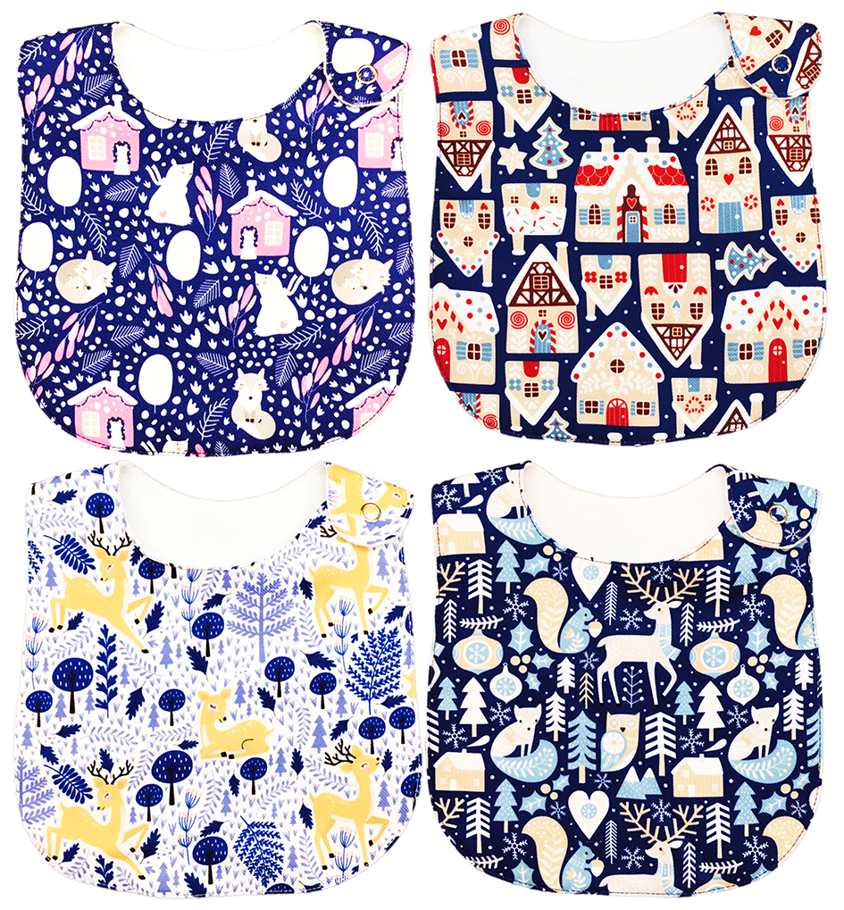 Foto 1 | Kit 4 Baberos para Bebé Luulu Navidad Azul Impermeable de Algodón Orgánico